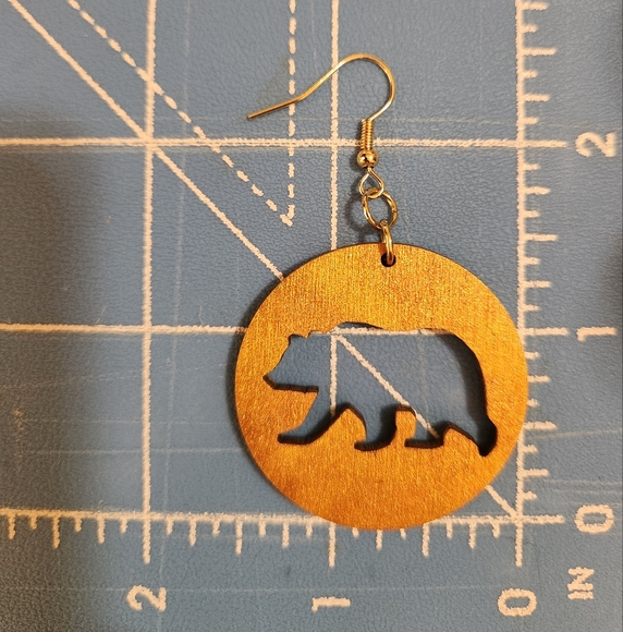 Gold & Copper Bear Earrings NEW - Picture 3 of 4